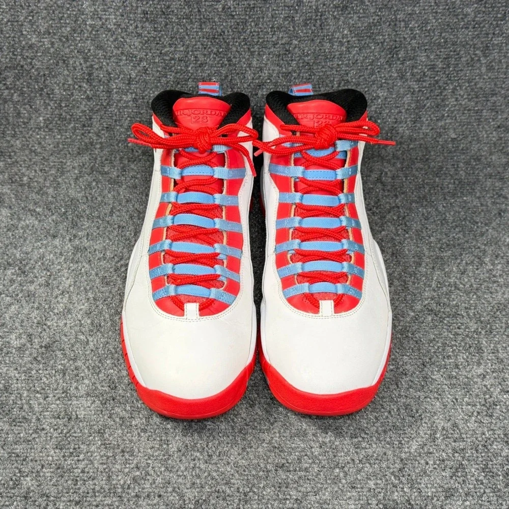 Jordan 10 Retro Basketball Shoes Mens 13 Chicago Flag White Red Athletic Sneaker